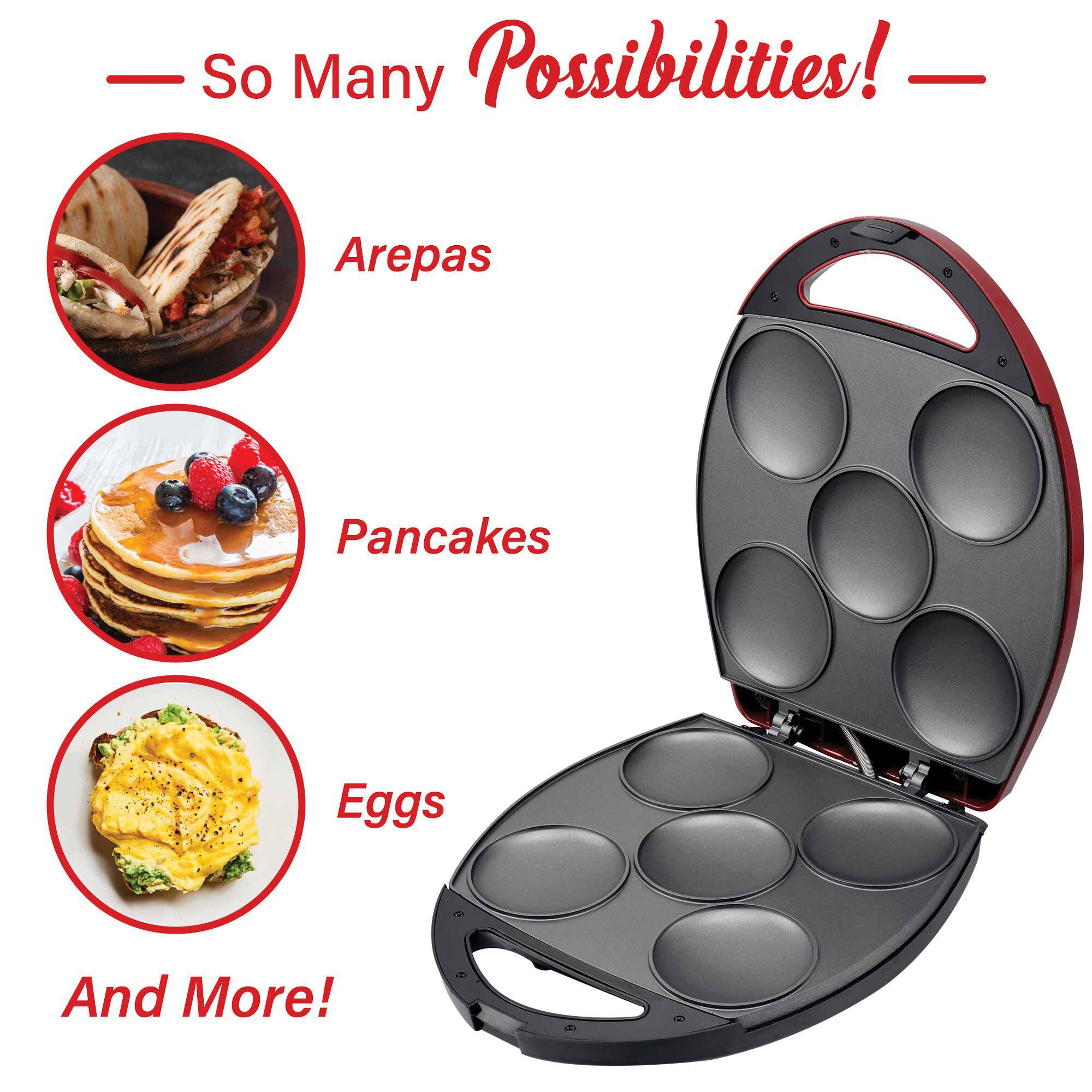 Brentwood Red 1200 Watt 5-Piece Nonstick Arepa Maker